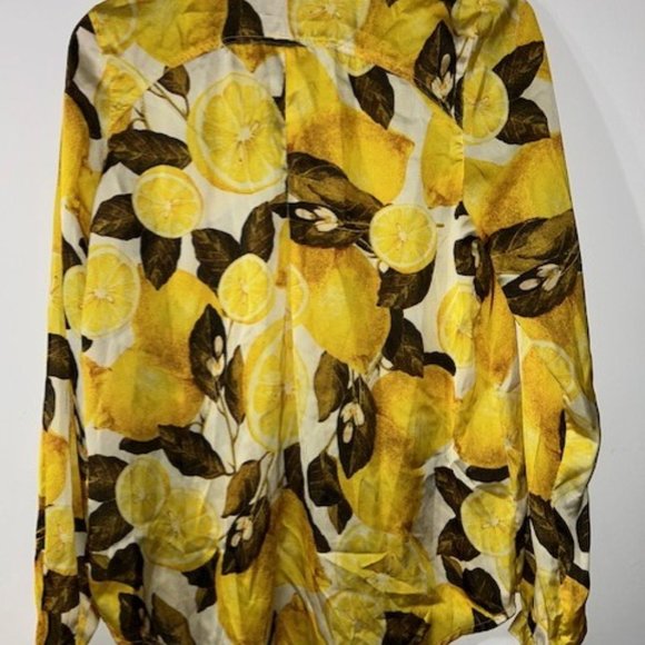 RVCA Shirt Womens S Small Yellow Lemons Polyester Lightweight Long Sleeve Shirt - Picture 5 of 5